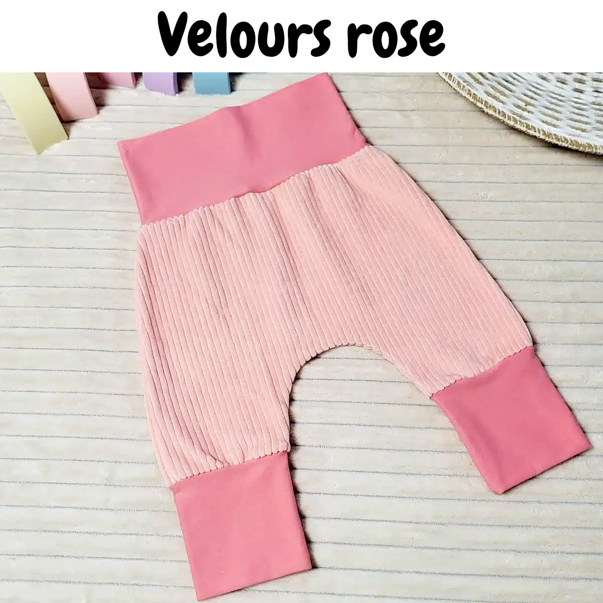 Sarouel taille 0-9 mois en velours côtelé rose | Vêtements évolutifs, Les P'tites Chenoilles | Fait main Suisse