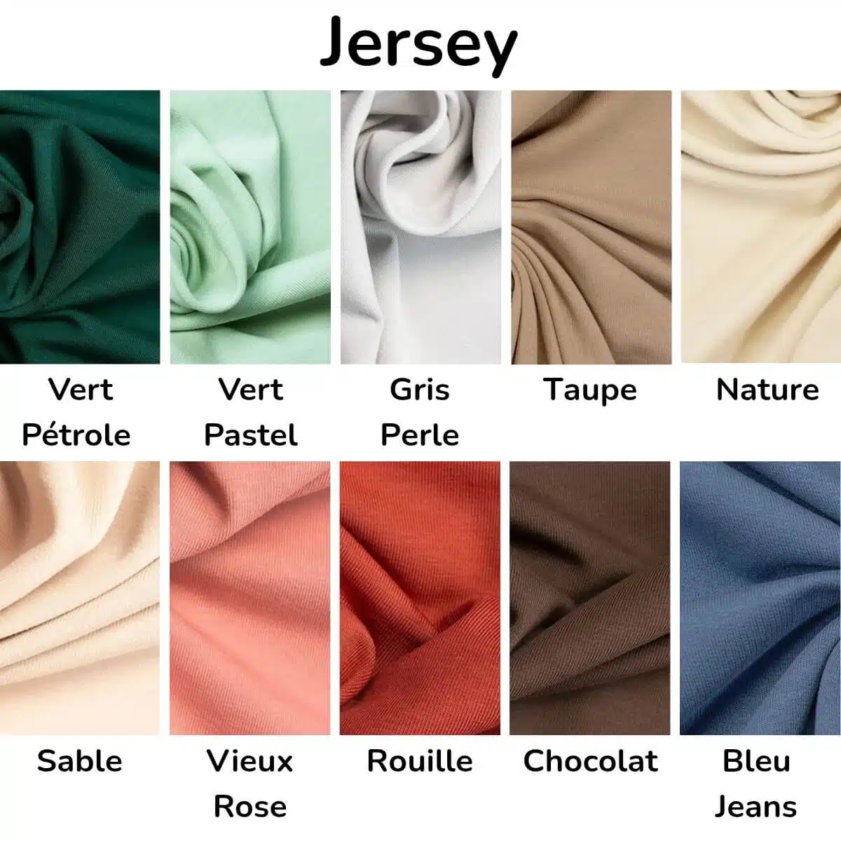 Liste des couleurs pour les jersey | vêtements évolutifs pour bébé fait main en Suisse