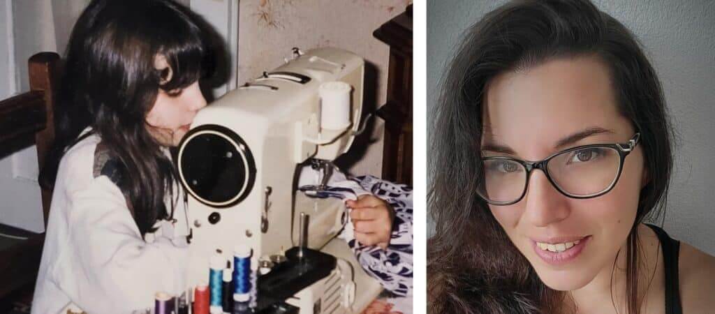 Image d'à propos des P'tites Chenoilles, Aurore Brügger, créatrice pour enfants | Vêtements évolutifs, sarouels, ponchos et protèges carnets de santé personnalisés