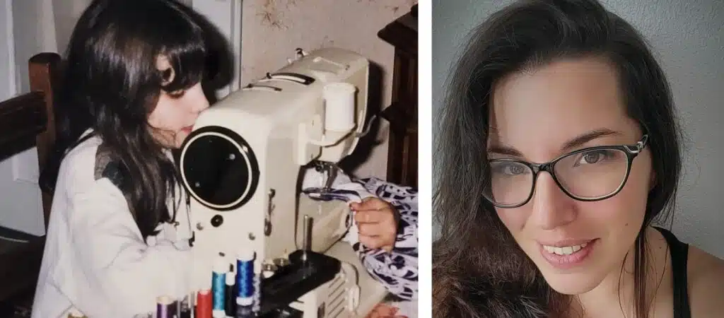 Image d'à propos des P'tites Chenoilles, Aurore Brügger, créatrice pour enfants | Vêtements évolutifs, sarouels, ponchos et protèges carnets de santé personnalisés